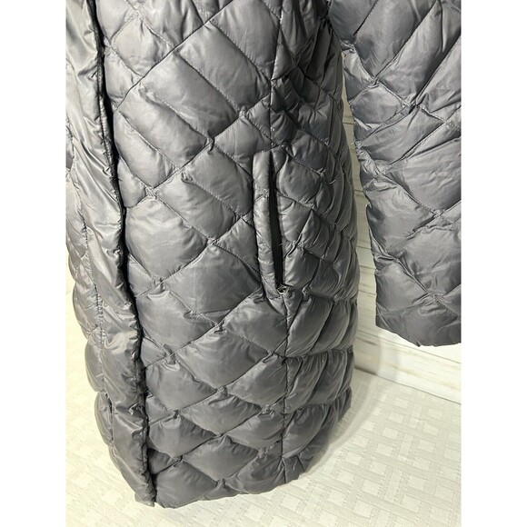 The North Face Womens Jacket Gray LARGE Goose Down Fill Quilted Long Puffer Coat - Picture 3 of 16